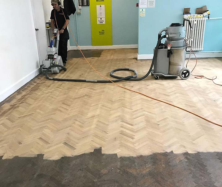 dustless sanding parquet floor